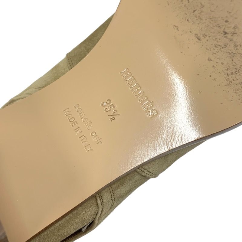 Hermes Frenchie Boots Short Boots Shoes Kelly Hardware Suede Beige