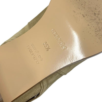 Hermes Frenchie Boots Short Boots Shoes Kelly Hardware Suede Beige