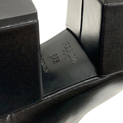 Prada Boots Long Boots Middle Boots Shoes Logo Platform Leather Black