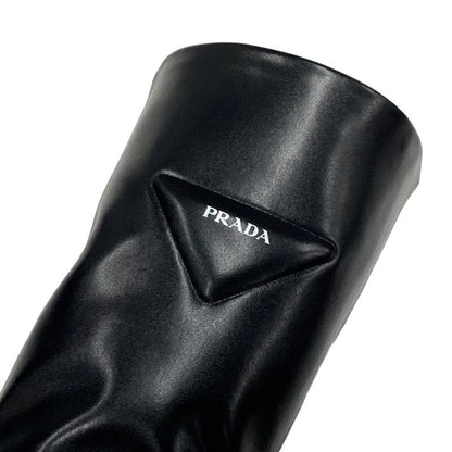 Prada Boots Long Boots Middle Boots Shoes Logo Platform Leather Black