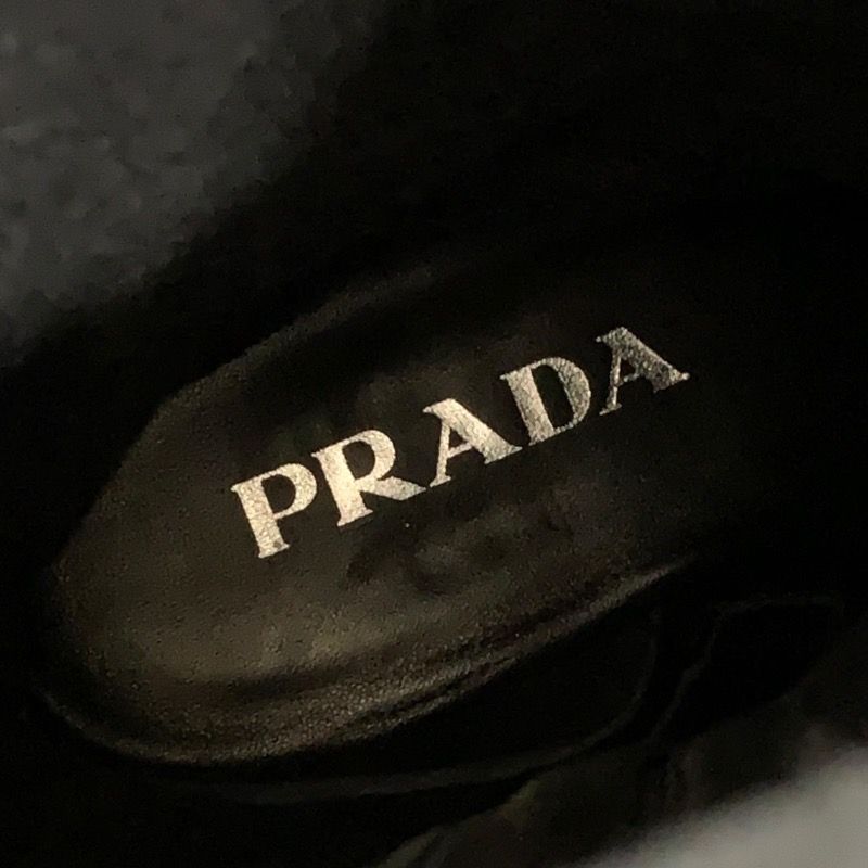 Prada Boots Long Boots Middle Boots Shoes Logo Platform Leather Black