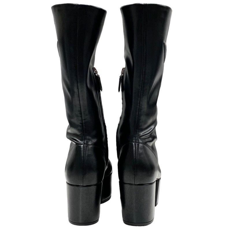 Prada Boots Long Boots Middle Boots Shoes Logo Platform Leather Black