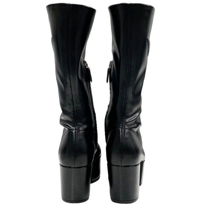 Prada Boots Long Boots Middle Boots Shoes Logo Platform Leather Black