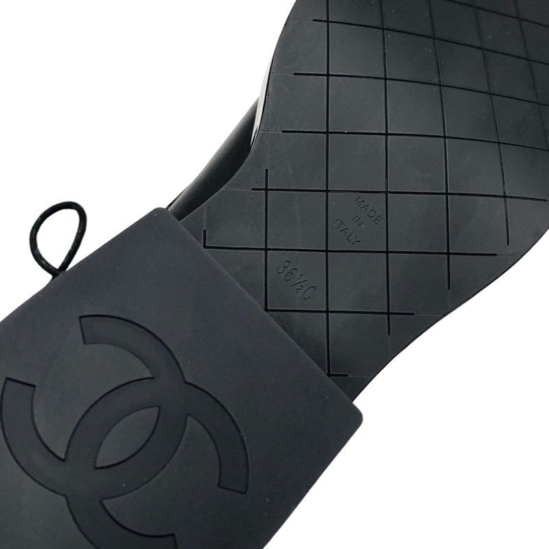 Chanel Boots Short Boots Shoes Here Mark Lace Up Lambskin Patent Black