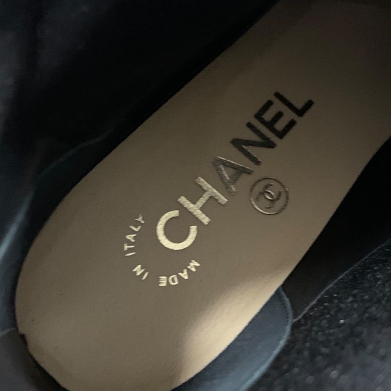 Chanel Boots Short Boots Shoes Here Mark Logo Nubuck Brown