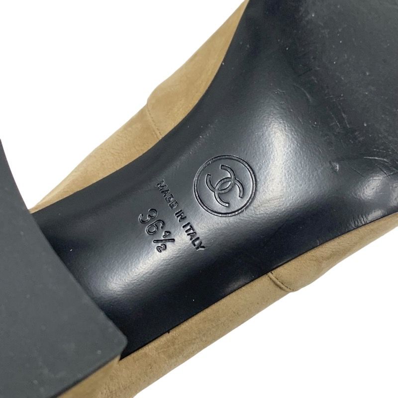 Chanel Boots Short Boots Shoes Here Mark Logo Nubuck Brown