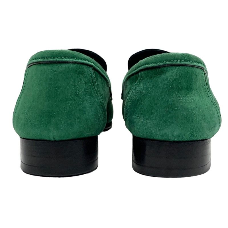 Hermes Paris Loafers Moccasins Flat Shoes Hhardware Suede Green