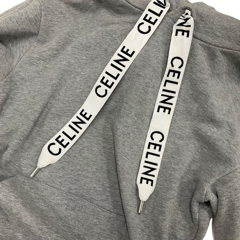 Celine Top Cotton Gray Logo Loose Hoodie