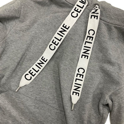 Celine Top Cotton Gray Logo Loose Hoodie