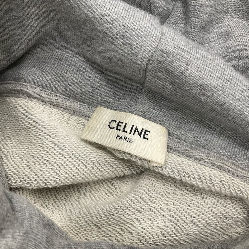 Celine Top Cotton Gray Logo Loose Hoodie