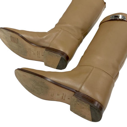 Hermes Jumping Boots Long Boots Shoes Kelly Hardware Leather Brown