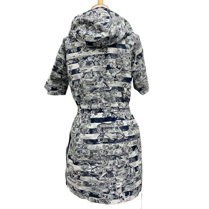 Christian DIOR Dress Front Zip Hoodie Short Sleeve Navy White
