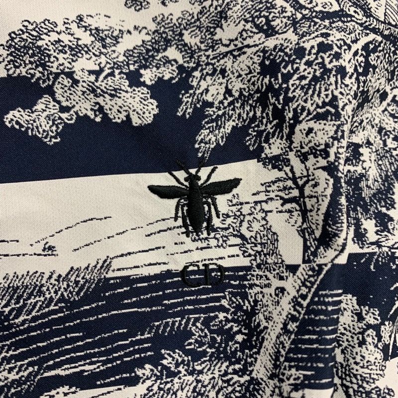 Christian DIOR Dress Front Zip Hoodie Short Sleeve Navy White