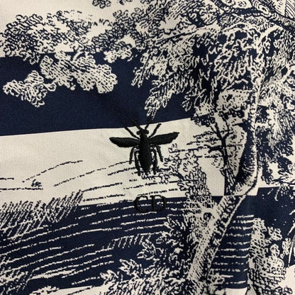 Christian DIOR Dress Front Zip Hoodie Short Sleeve Navy White