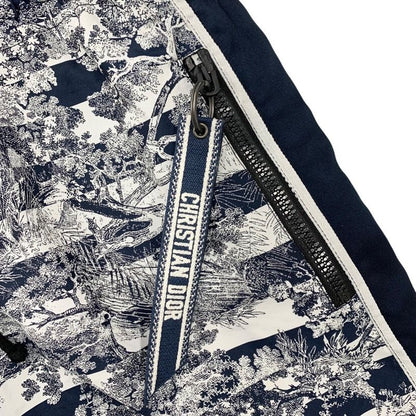 Christian DIOR Dress Front Zip Hoodie Short Sleeve Navy White