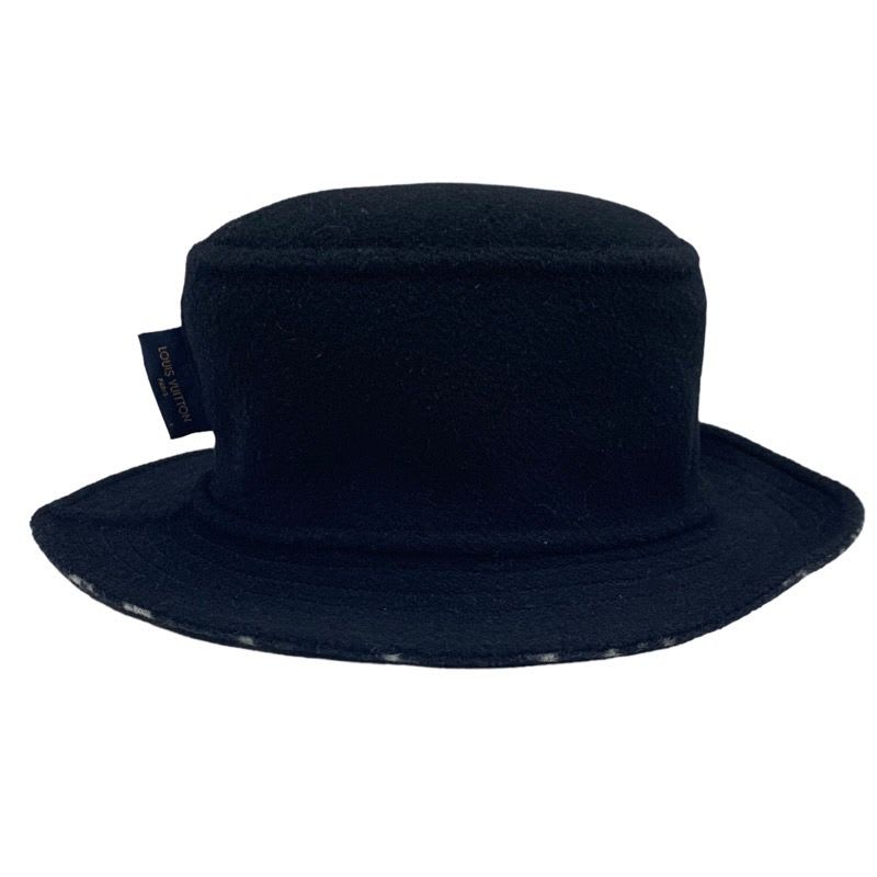 Louis Vuitton Bob Carey On Monogram Hat Wool Black White Bucket Reversible