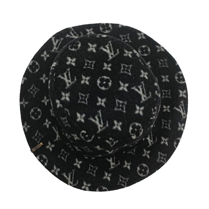 Louis Vuitton Bob Carey On Monogram Hat Wool Black White Bucket Reversible