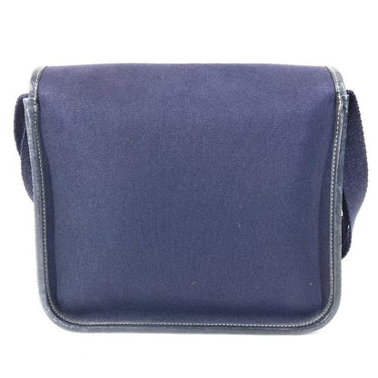 Hermes Shoulder Bag Buenaventura PM Leather Canvas Navy