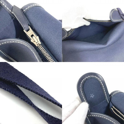 Hermes Shoulder Bag Buenaventura PM Leather Canvas Navy