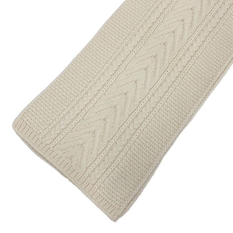 Chanel Muffler Cashmere White Coco Mark Patch Rhinestone Chain Scarf