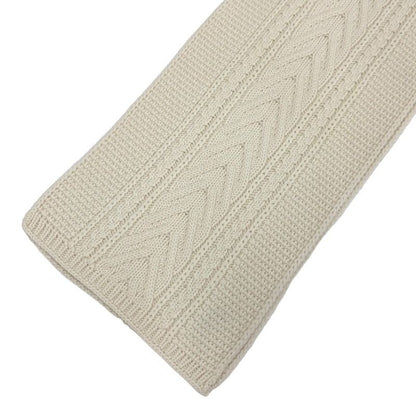 Chanel Muffler Cashmere White Coco Mark Patch Rhinestone Chain Scarf