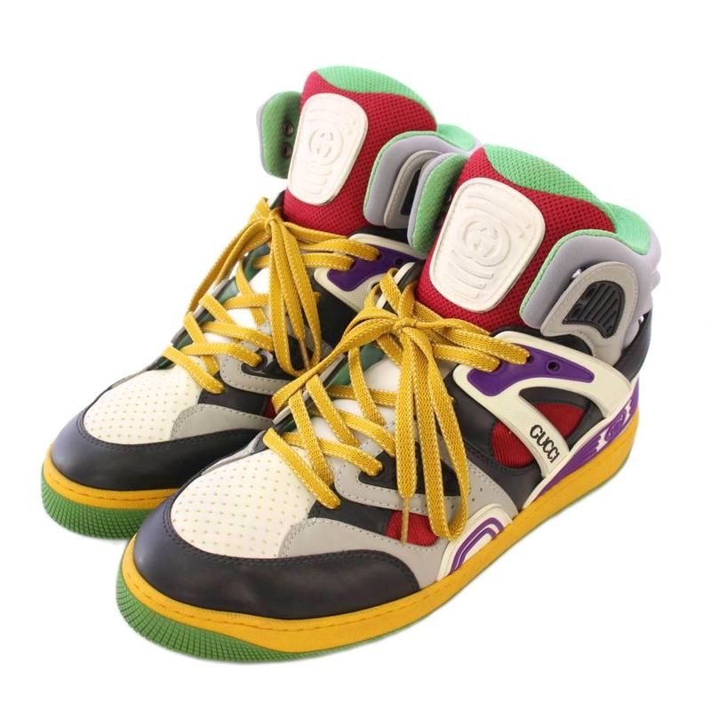 Gucci Basket Sneakers Basketball Shoes High Cut Interlocking G Logo 8.5 27.5cm