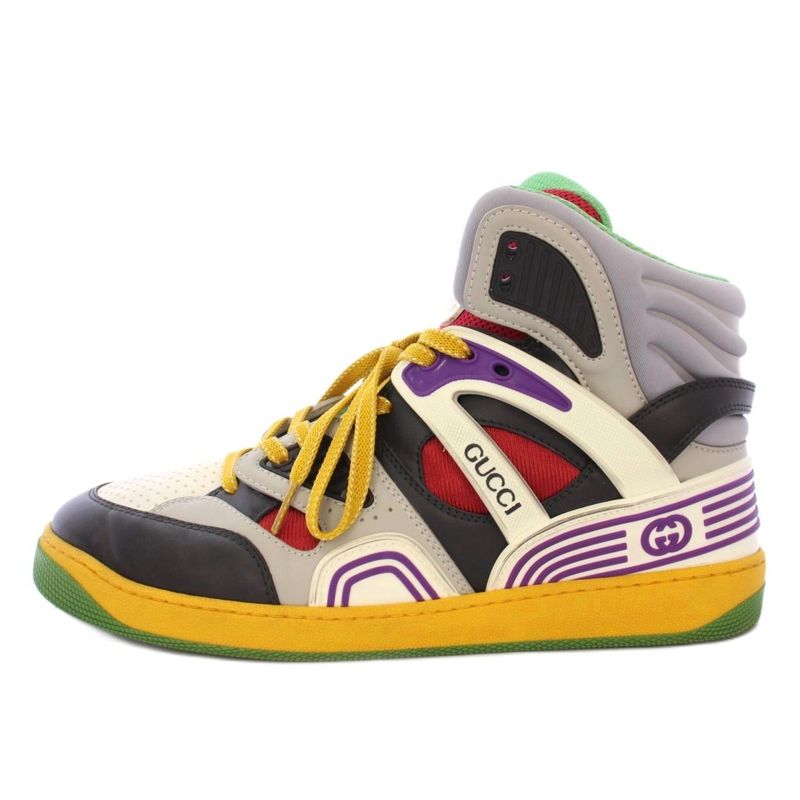 Gucci Basket Sneakers Basketball Shoes High Cut Interlocking G Logo 8.5 27.5cm