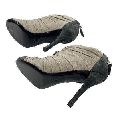 Chanel Boots Short Boots Shoes Suede Bicolor Booties Camellia Here Mark