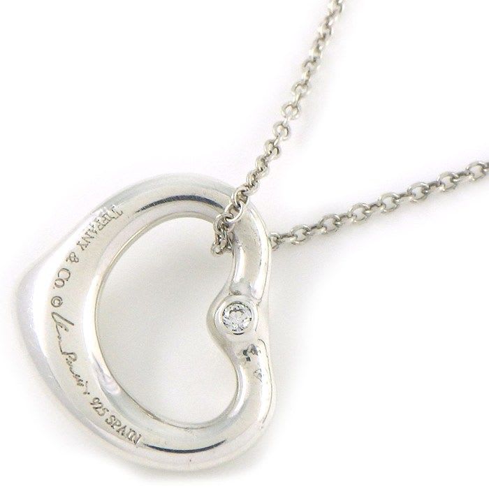 Tiffany & Co Necklace Open Heart 2 Point Diamond SV 925