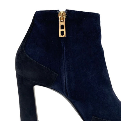 Hermes Boots Short Boots Shoes Suede Navy Black Bicolor