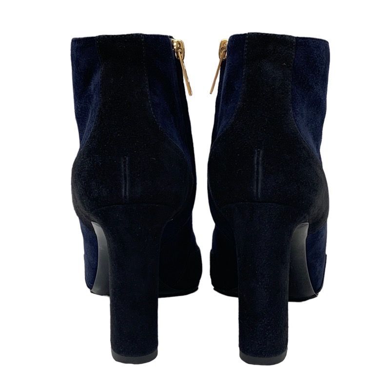 Hermes Boots Short Boots Shoes Suede Navy Black Bicolor