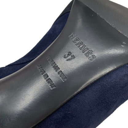 Hermes Boots Short Boots Shoes Suede Navy Black Bicolor