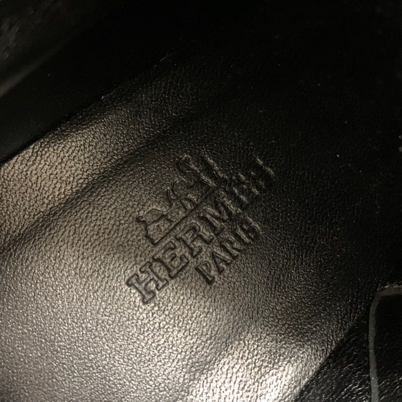 Hermes Boots Short Boots Shoes Suede Navy Black Bicolor