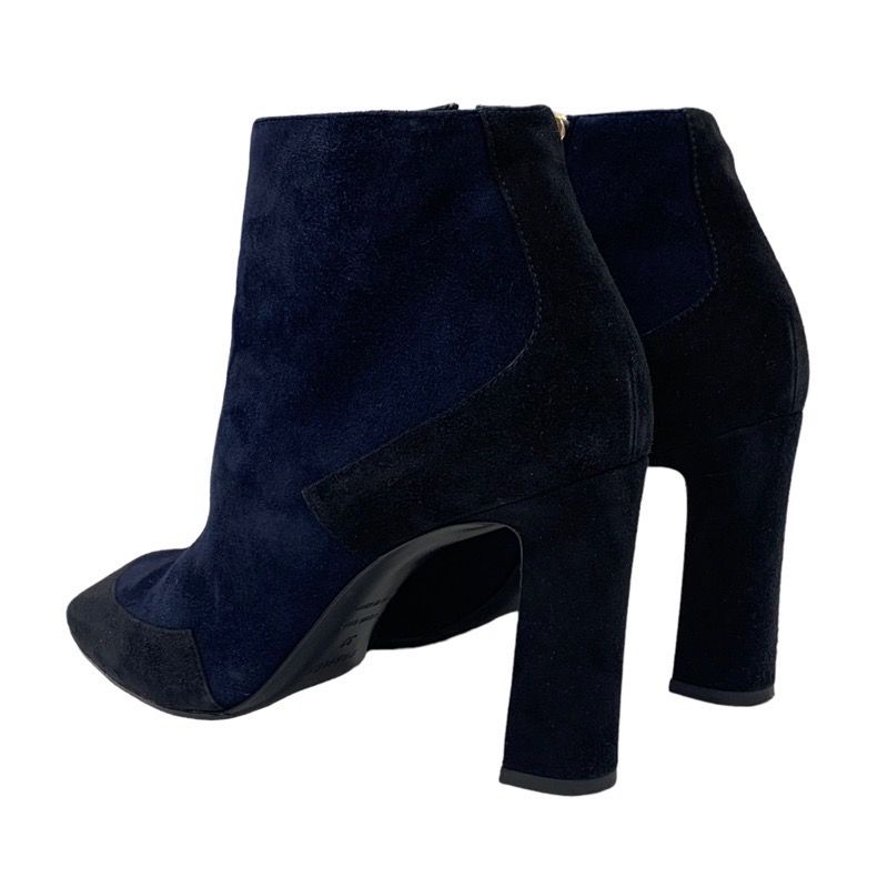 Hermes Boots Short Boots Shoes Suede Navy Black Bicolor