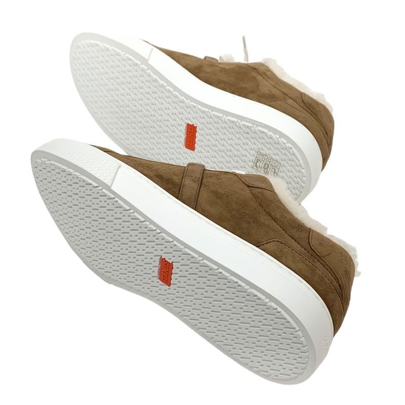 Hermes Day Sneakers Shoes Suede Shearling Brown Unused Kelly Buckle