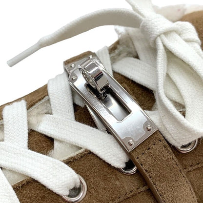 Hermes Day Sneakers Shoes Suede Shearling Brown Unused Kelly Buckle