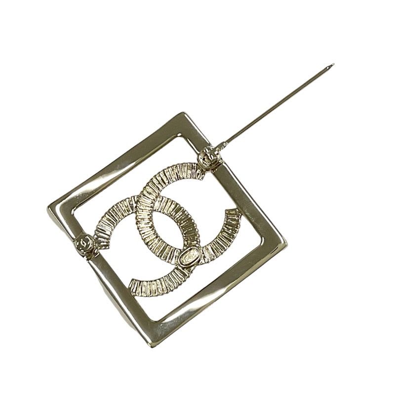 Chanel Chanel Brooch Gold Square Rhinestone