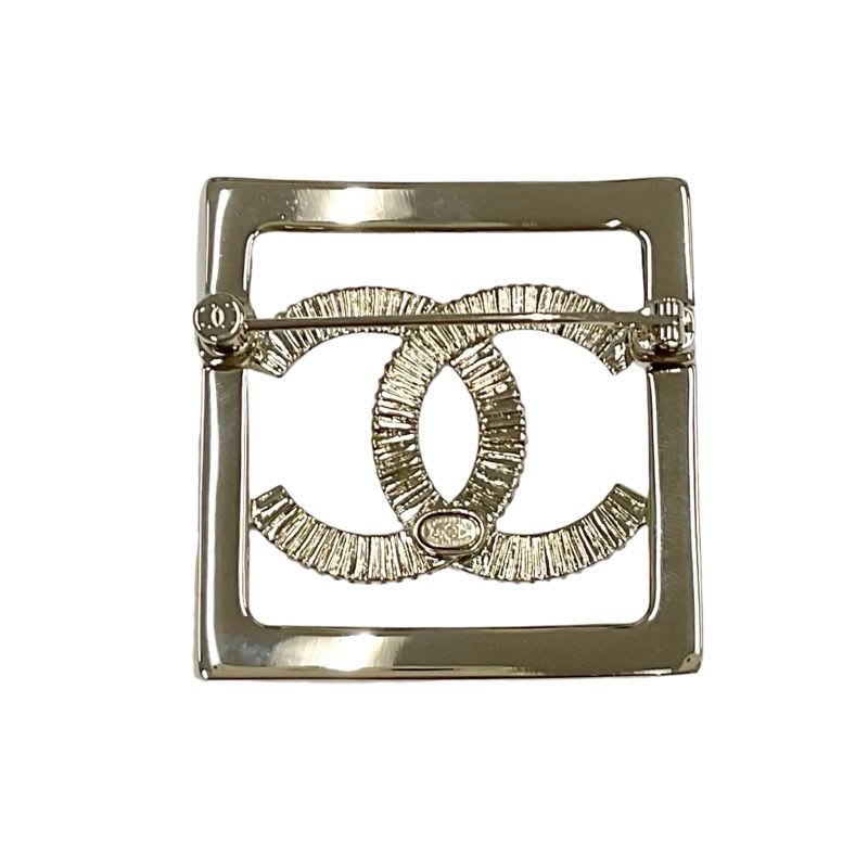 Chanel Chanel Brooch Gold Square Rhinestone