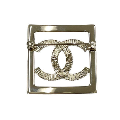 Chanel Chanel Brooch Gold Square Rhinestone