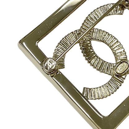 Chanel Chanel Brooch Gold Square Rhinestone