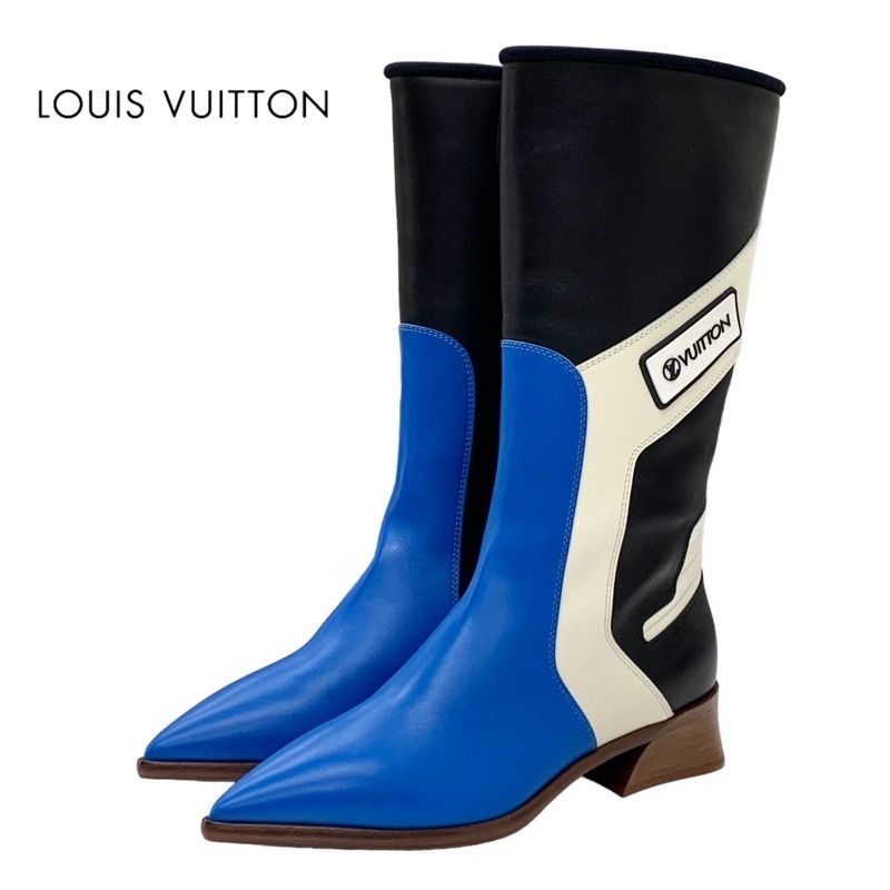 Unused Louis Vuitton Boots Long Boots Flags Line Logo Leather Multicolor