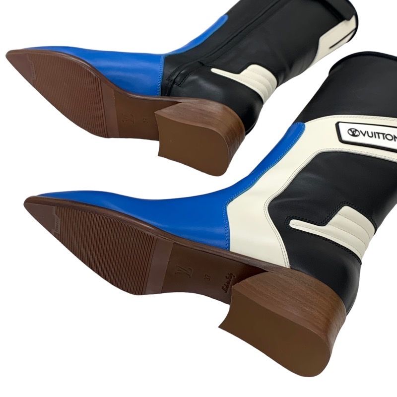 Unused Louis Vuitton Boots Long Boots Flags Line Logo Leather Multicolor