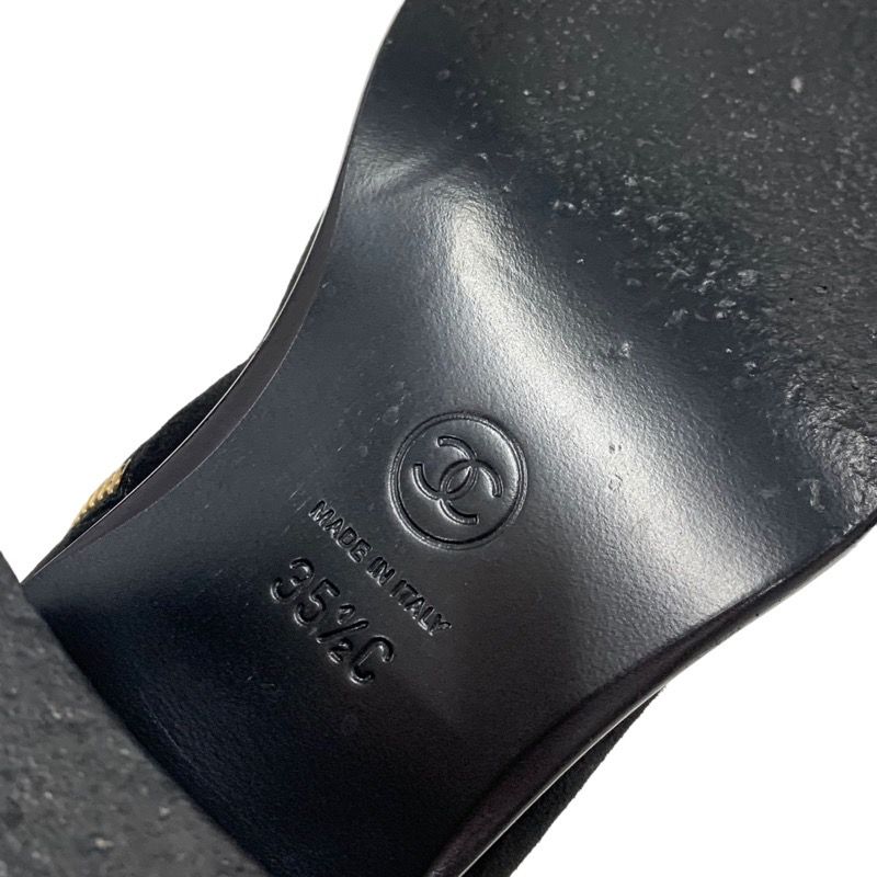 Chanel Boots Short Boots Shoes Chain Here Mark Suede Black Gold