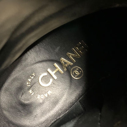 Chanel Boots Short Boots Shoes Chain Here Mark Suede Black Gold