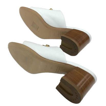 Hermes Camilla Sandals Shoes Leather White Gold Mule Luli Buckle