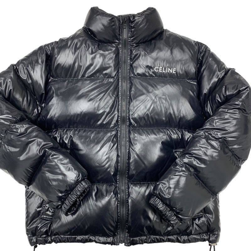 Celine Outer Down Jacket Logo Nylon Black Men's
