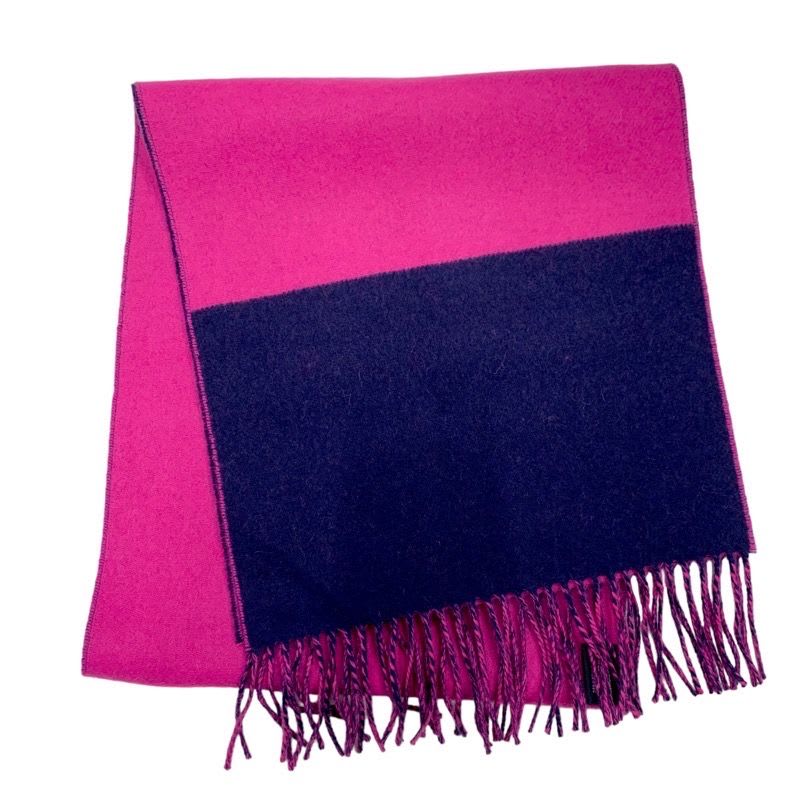 Hermes Muffler Shawl Cashmere Purple Navy Scarf
