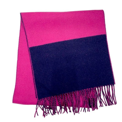 Hermes Muffler Shawl Cashmere Purple Navy Scarf