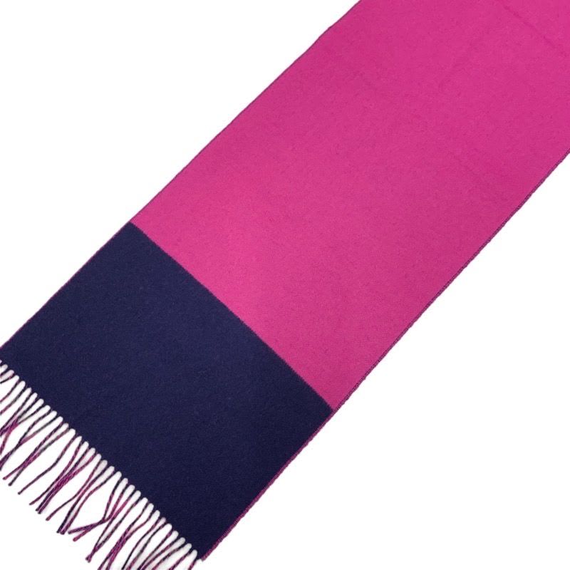 Hermes Muffler Shawl Cashmere Purple Navy Scarf
