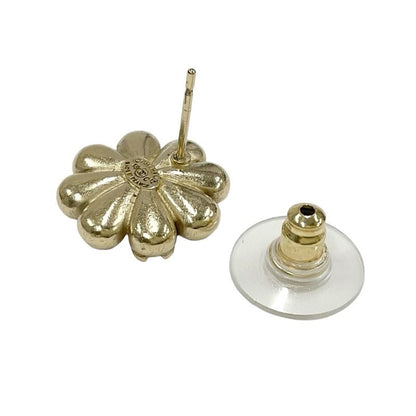 Chanel Earrings Earring Gold Coco Mark Flower Rhinestone